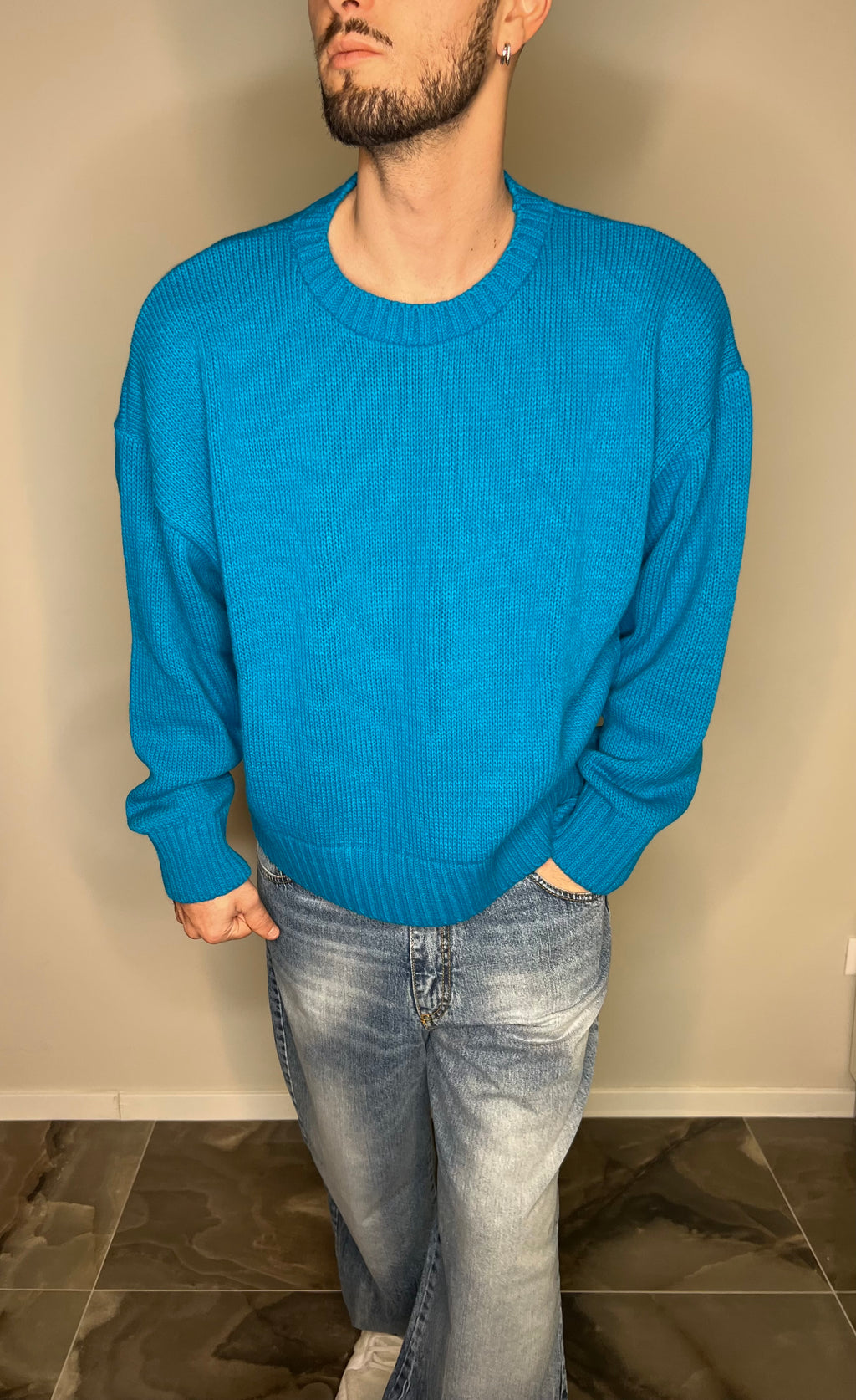 Maglione cropped Azure
